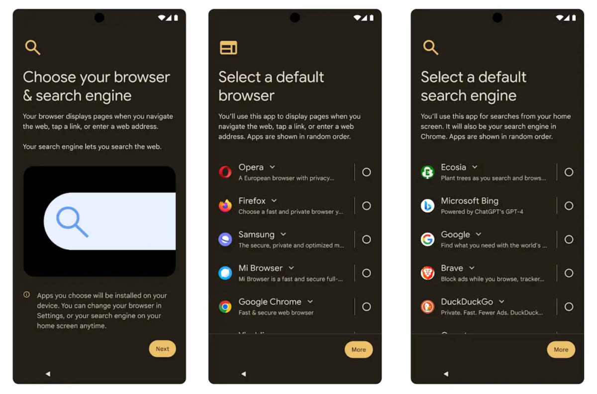 Choix du navigateur & moteur de recherche sur Android présenté dans l'UE ©Android.com