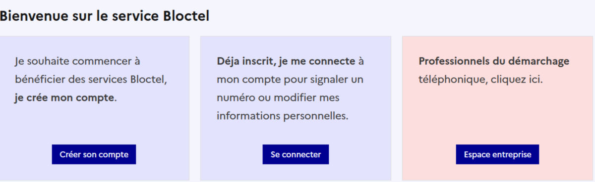 La page d'accueil du site Bloctel.gouv. ©Kévin Dautriche pour Clubic