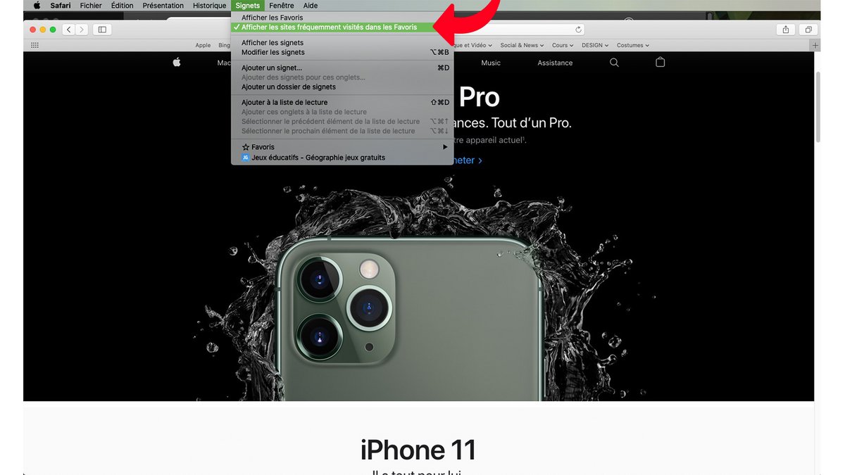 tuto supprimer sites fréquents Safari