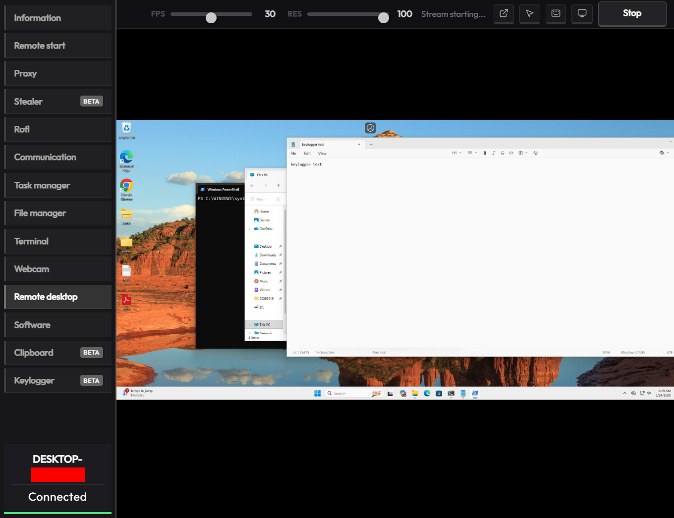 Chez CrystalX, le panneau d’administration ne sert pas seulement à voler ou espionner, il permet aussi d’infliger à la victime une série d’actions relevant davantage de la farce douteuse que de l’efficacité technique. © Kaspersky