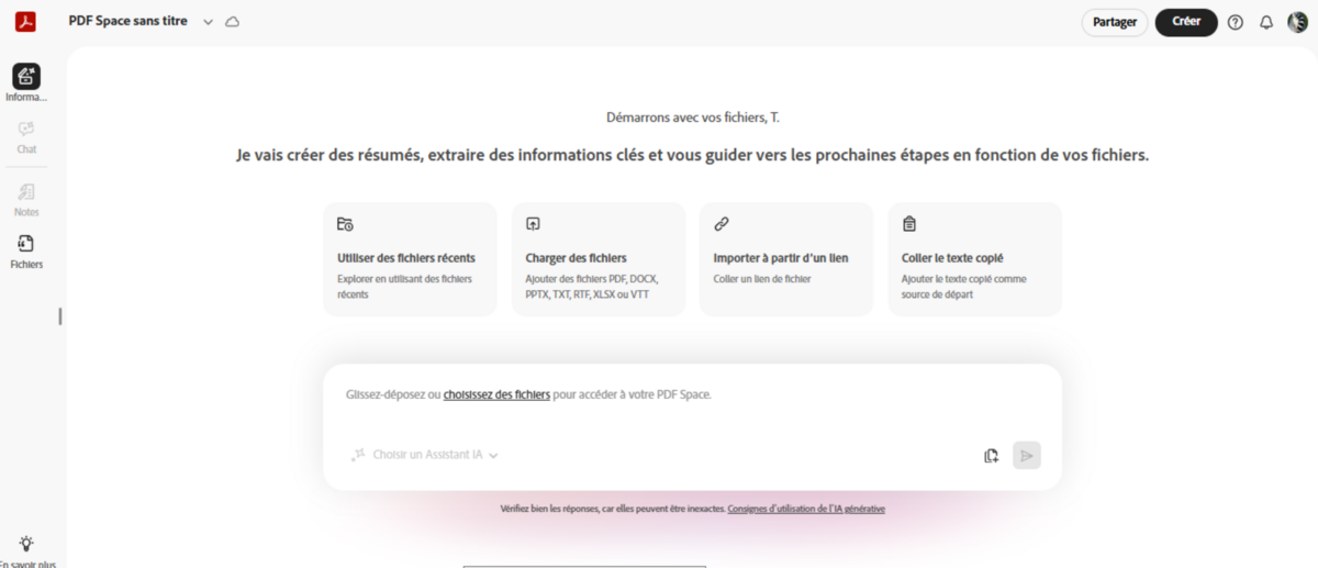 Pour mieux nourrir votre futur Assistant IA, commencez par sélectionner les fichiers de votre choix, ou les liens voire textes copiés.