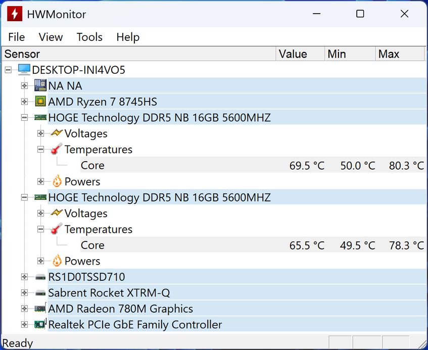 Attention, la chaleur du CPU se ressent aussi sur les barrettes de SO-DIMM DDR5. ©Nerces pour Clubic