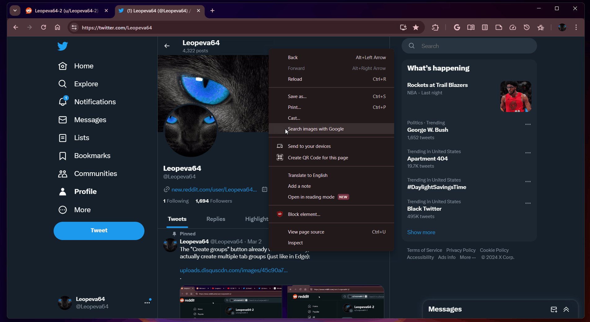 La recherche d'images devient « Rechercher des images avec Google » - Cliquez pour accéder à l'animation © @Leopeva64 sur X.com