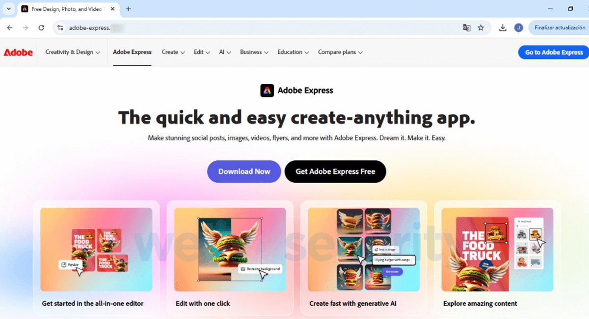Adobe Express est aussi détourné par les hackers © ESET