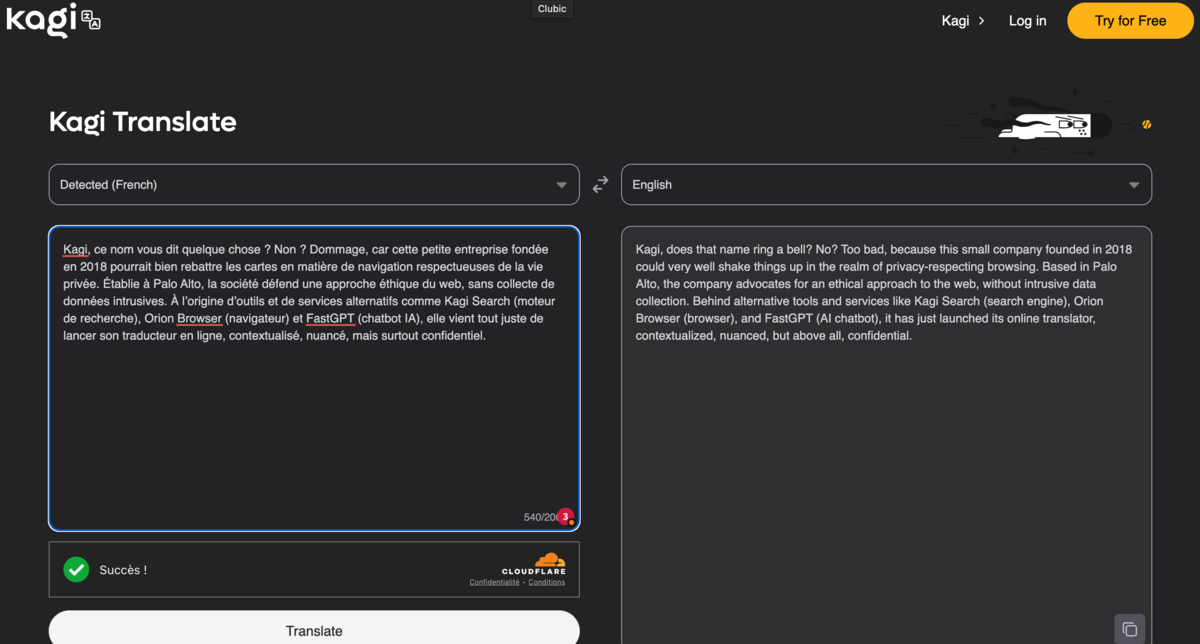 Kagi Translate se sert de plusieurs LLM pour proposer des traduction fluides et contextualisées © Clubic
