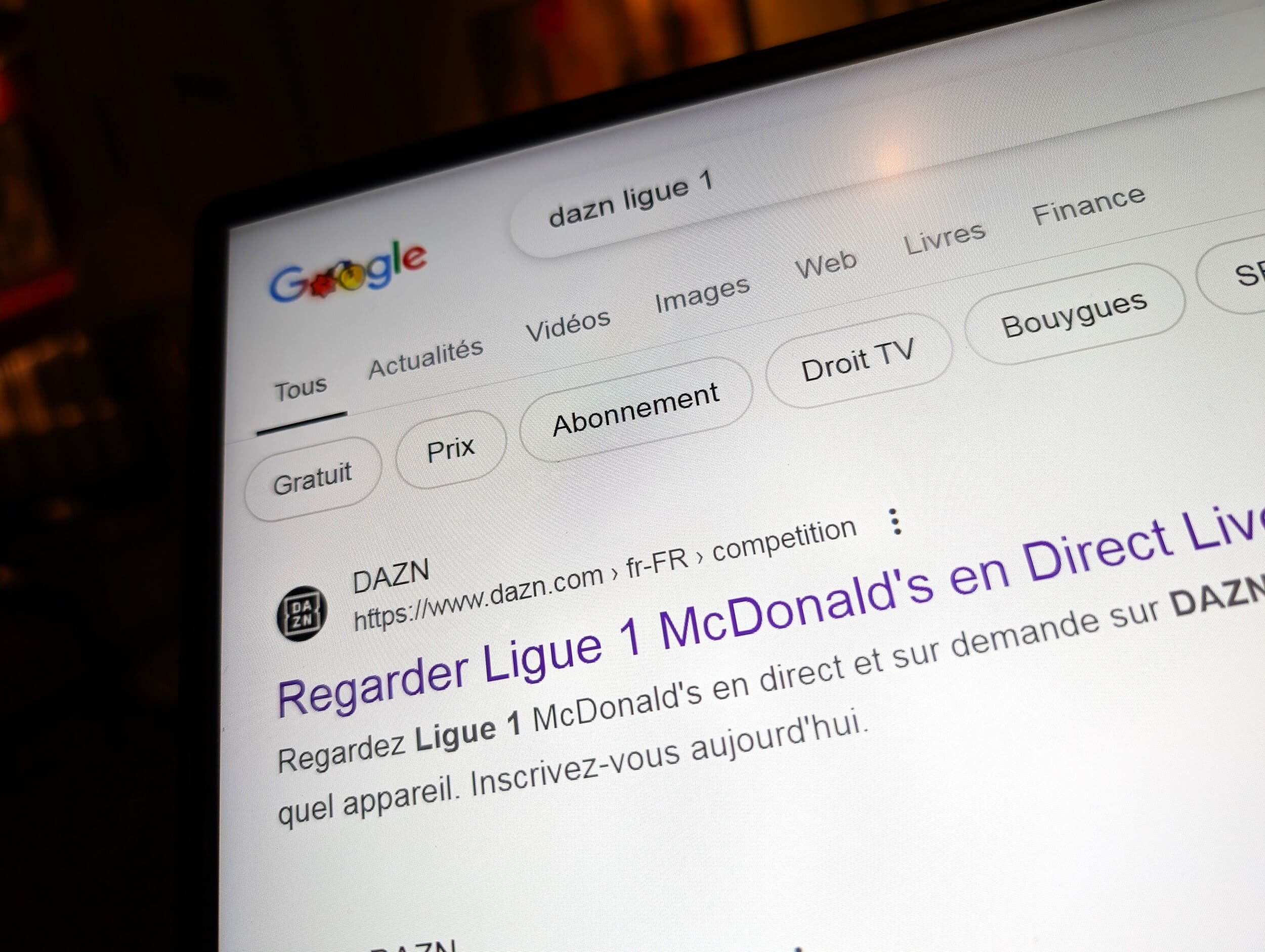 DAZN sur Google