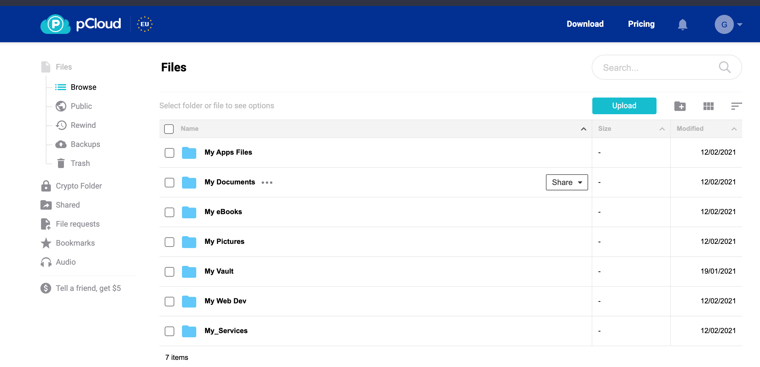 pCloud - Interface - @ Clubic