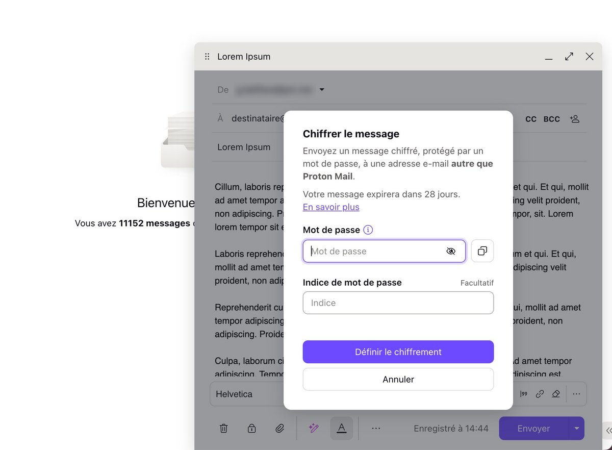 Proton Mail offre le chiffrement des messages vers les destinataires externes
