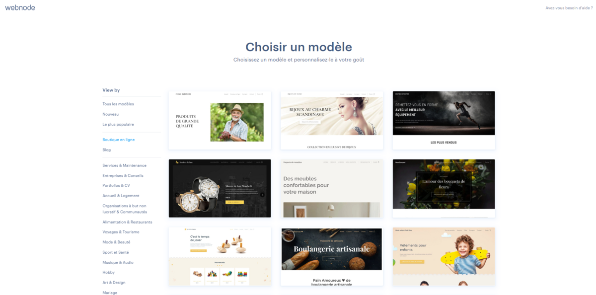 Sélection de templates e-commerce © Webnode