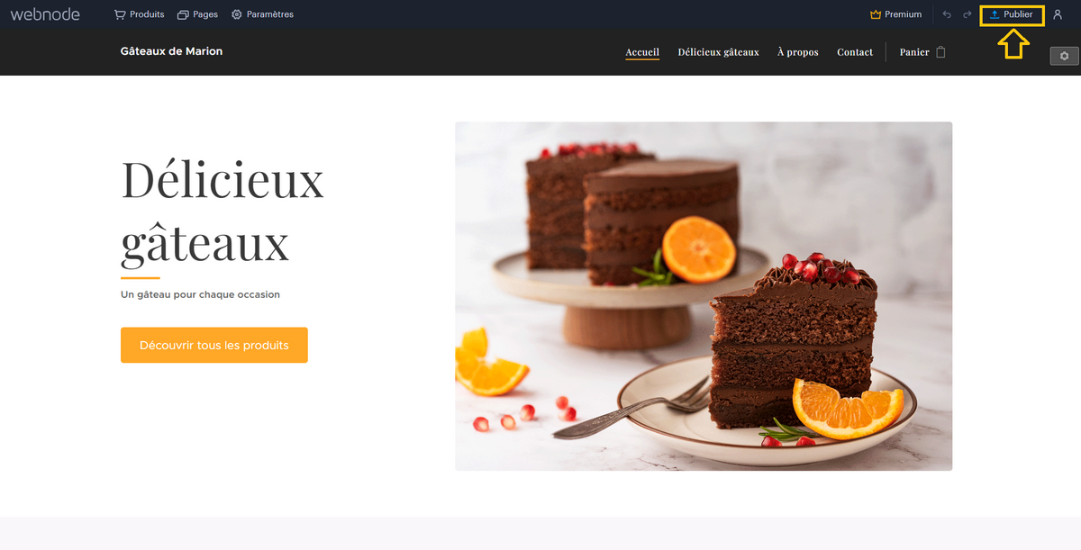 Bouton de publication de site © Webnode
