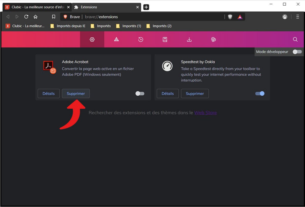 supprimer extension brave 3