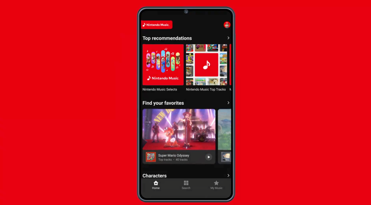 La première image du service de streaming musical Nintendo Music © Capture Clubic - Nintendo