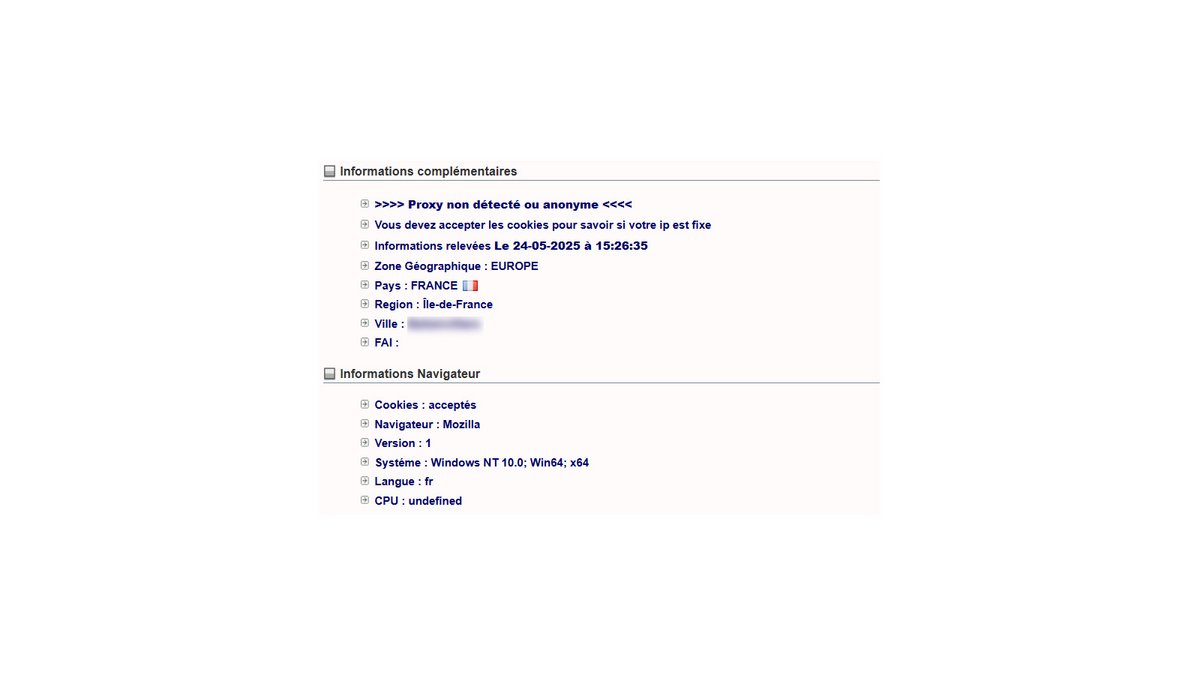 Informations complémentaires fournies par mon-ip.com © Pascale Duc pour Clubic