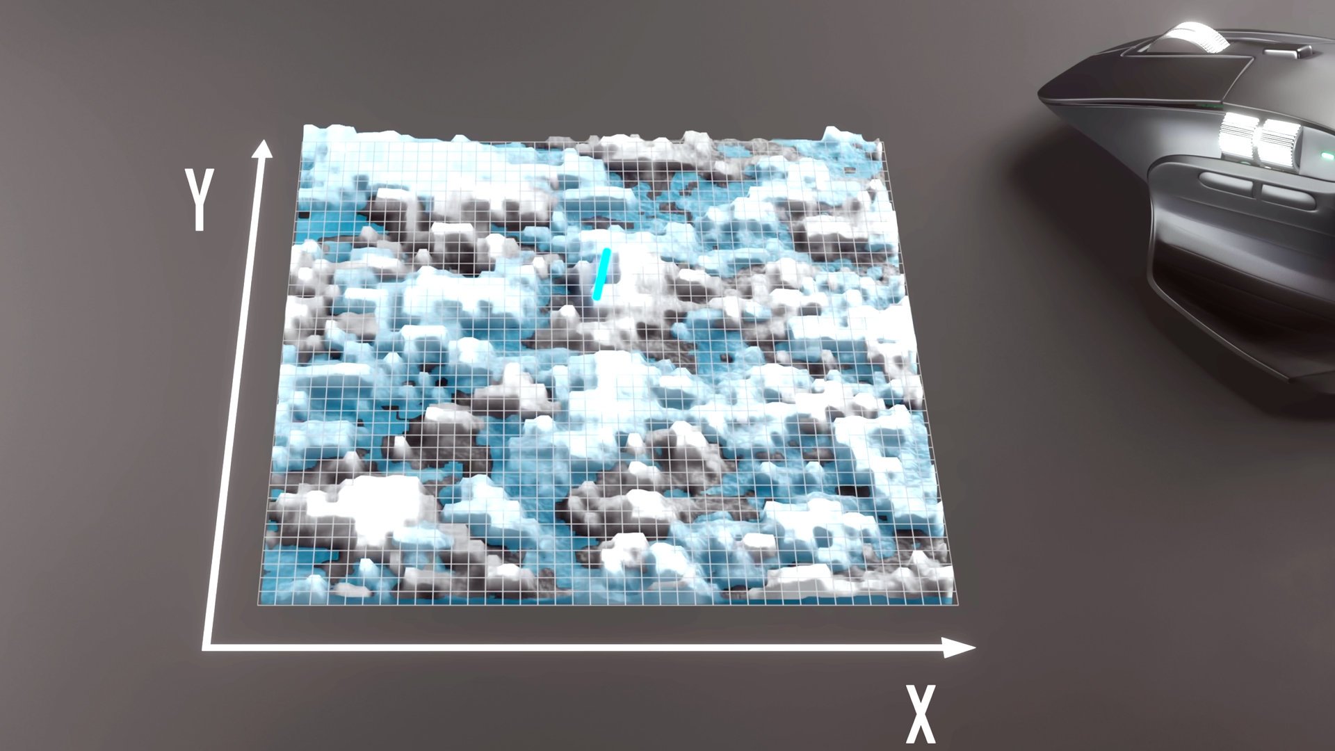 Une portion de la surface du tapis passée au capteur de la souris. ©Branch Education