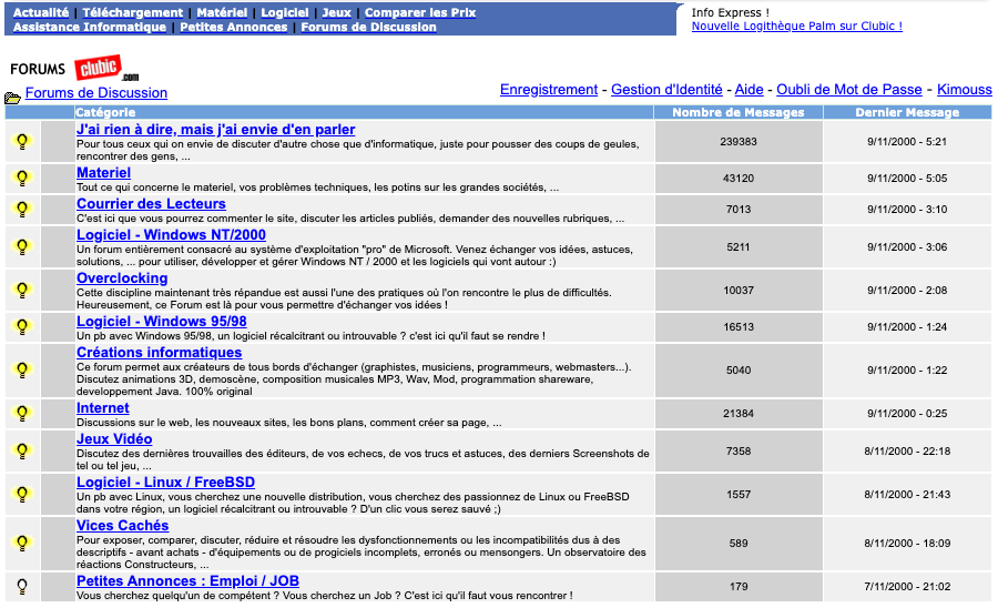 Les forums de Clubic en 2000