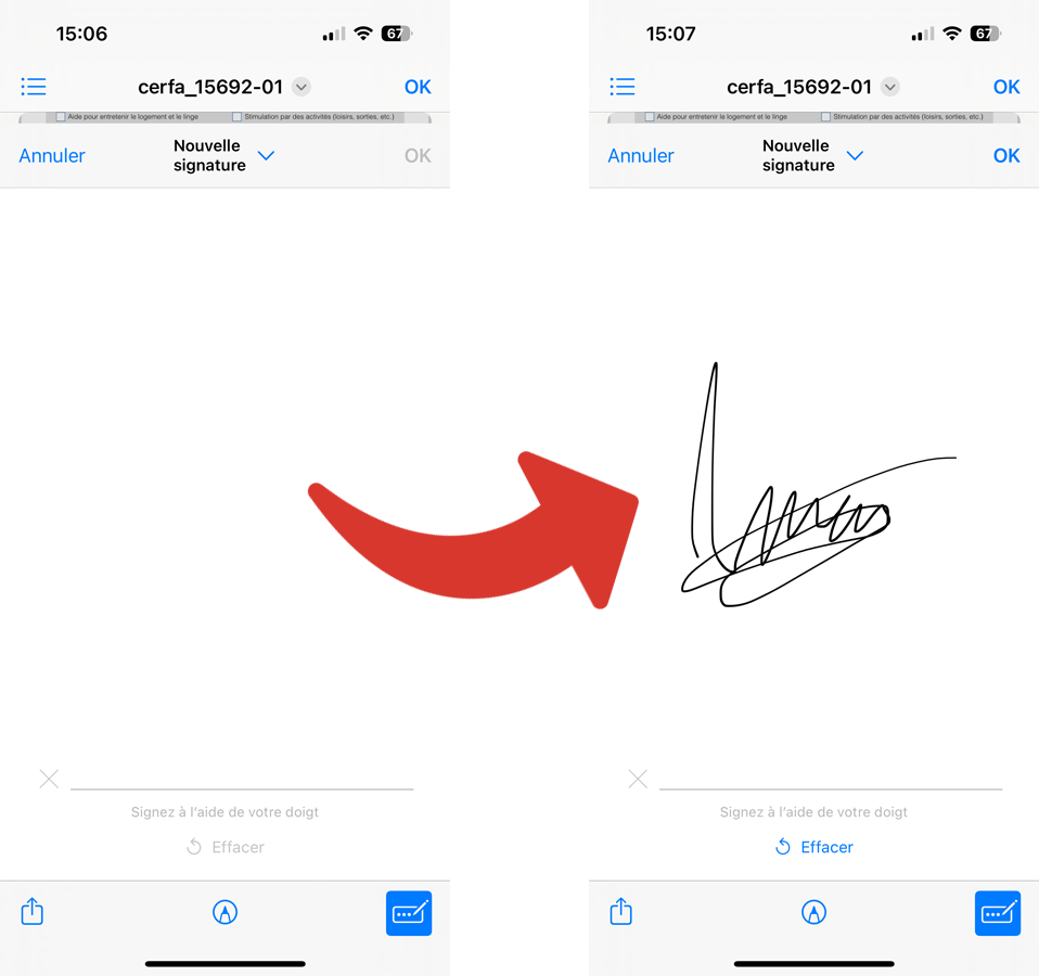 Création d'une nouvelle signature pour les PDF sur iPhone © Clubic