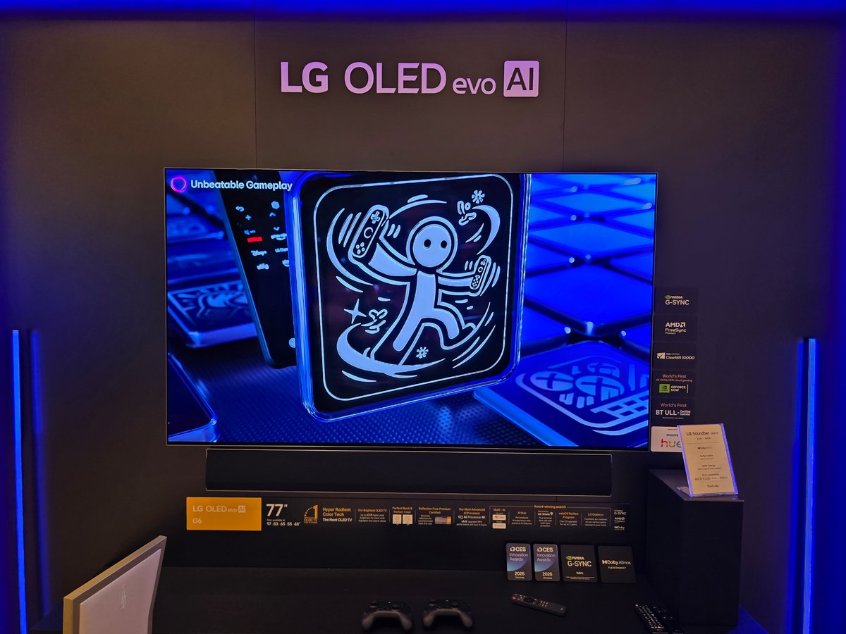 Le LG OLED G6 et sa diagonale de 77 pouces, présenté lors du CES 2026. © Matthieu Legouge