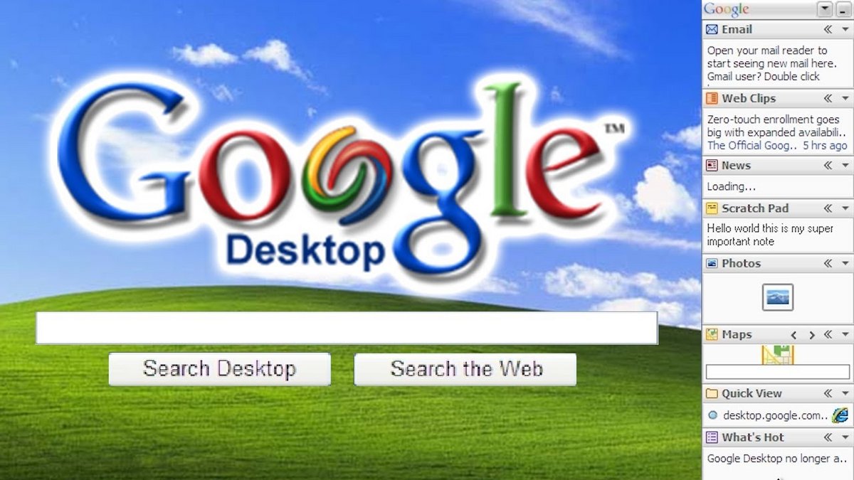 Google Desktop Search ©Michael MJD sur YouTube