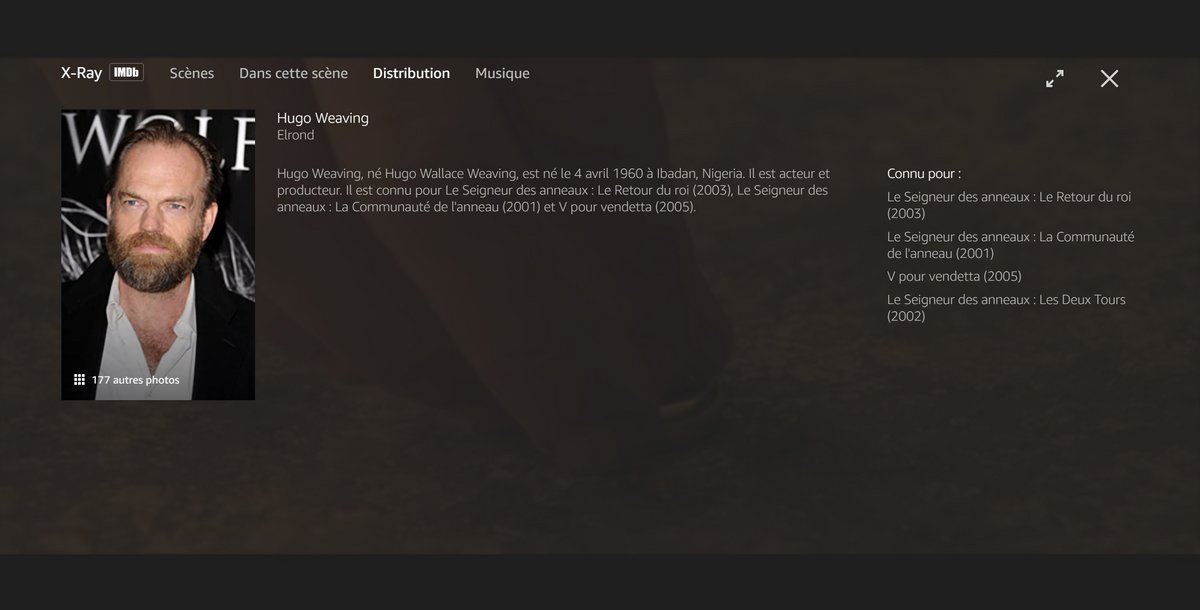 Prime Video - X-Ray pour retrouver un acteur et sa carrière