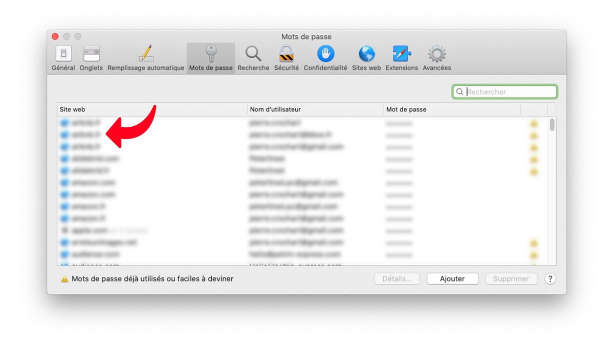 tuto supprimer mot de passe Safari