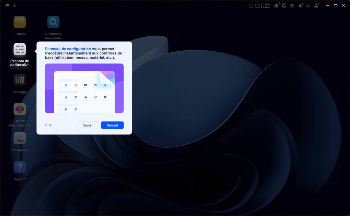 Très aéré, le bureau du logiciel UGOS Pro est doté des mêmes guides pour le débutant. ©Nerces pour Clubic