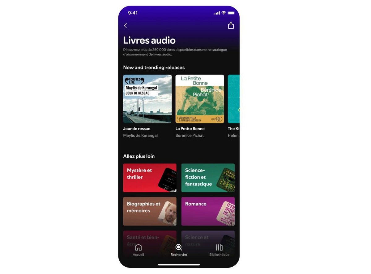 La section livres audio de Spotify arrive en France © Spotify