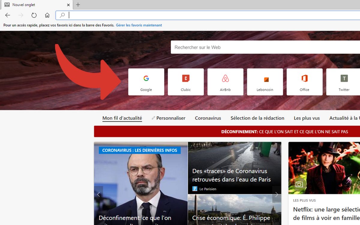 Supprimer sites fréquents Edge