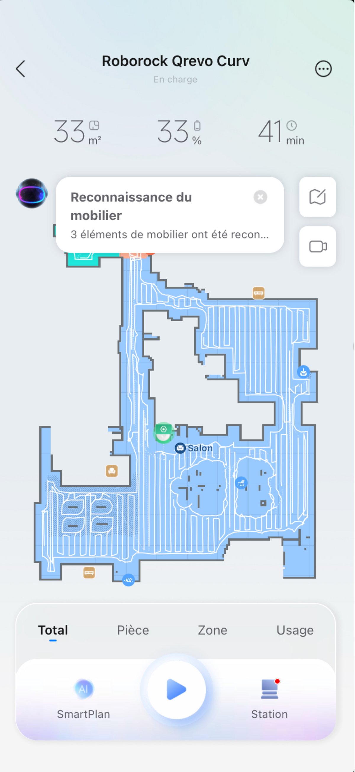 Roborock Qrevo Curv 2 Pro Reco mobilier
