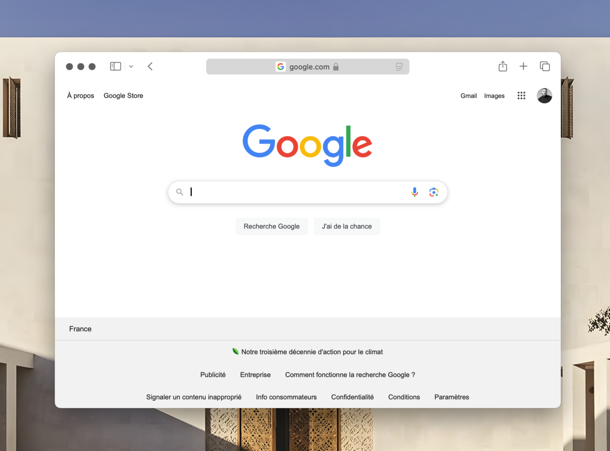Google dans Safari. © Clubic