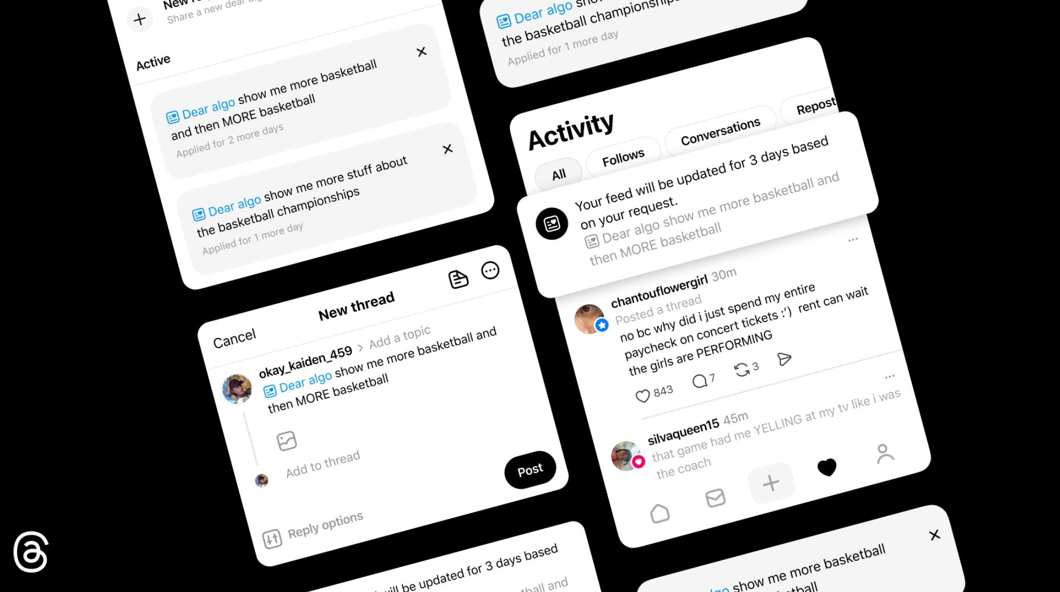 Une nouvelle fonction "Dear Algo" débarque dans Threads. ©Meta