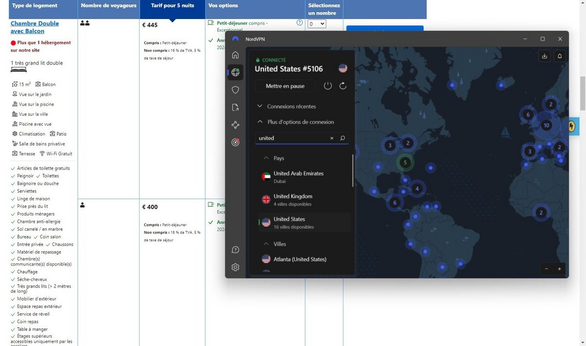 ... qu'avec une IP nord-américaine. Ici, près d'une centaine d'euros d'économie sur le séjour