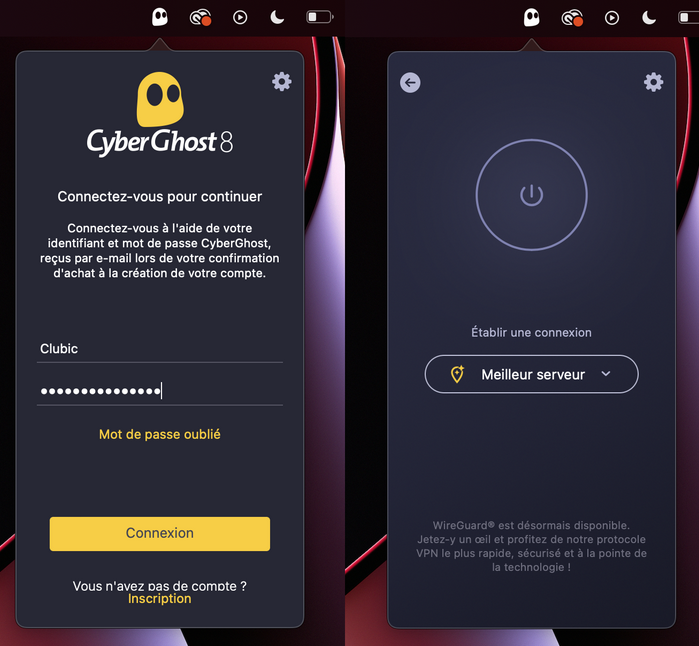 CyberGhost sur macOS