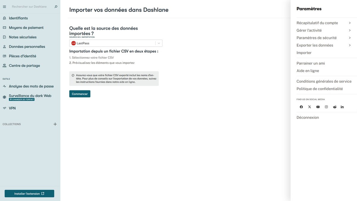 Dashlane - Importer des données depuis LastPass
