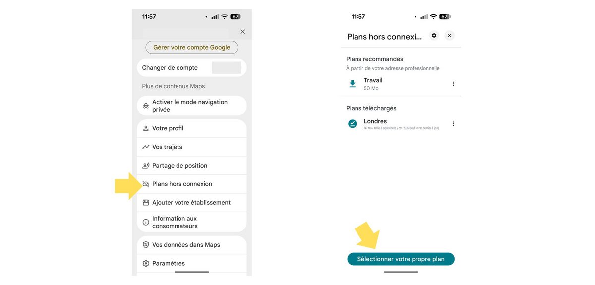 Enregistrez des plans à utiliser hors ligne. ©Google