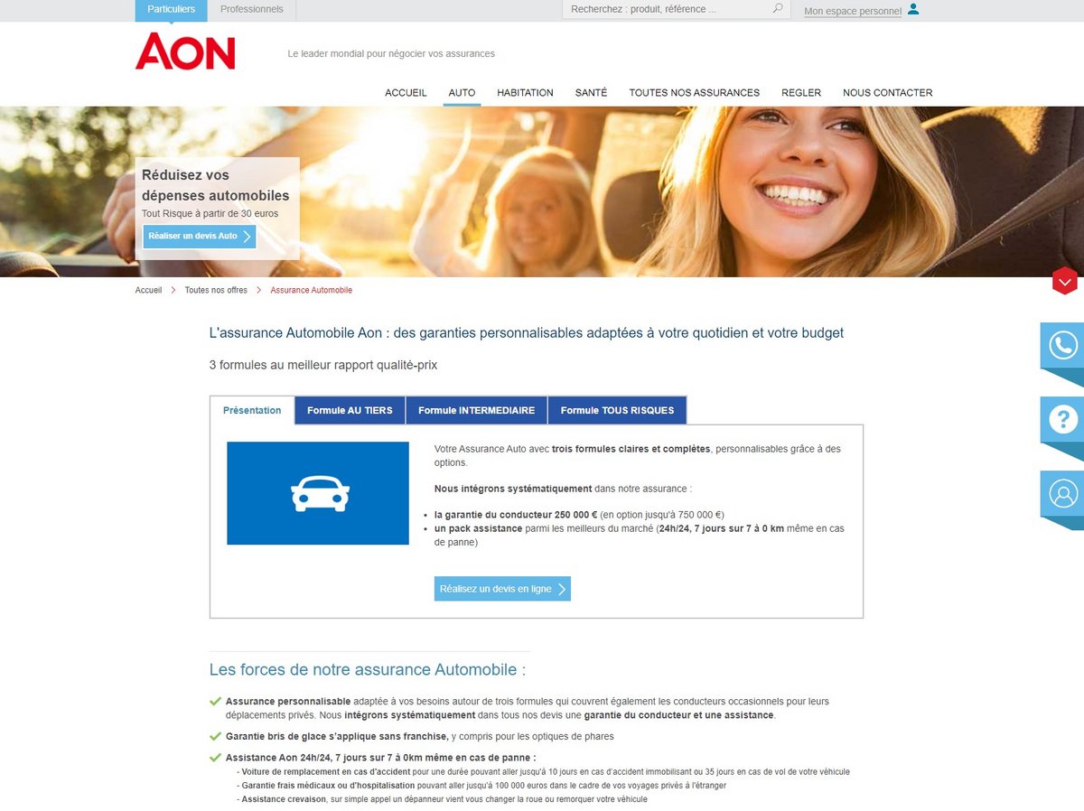 Assurance Auto en ligne avec devis gratuit - Aon Assurances