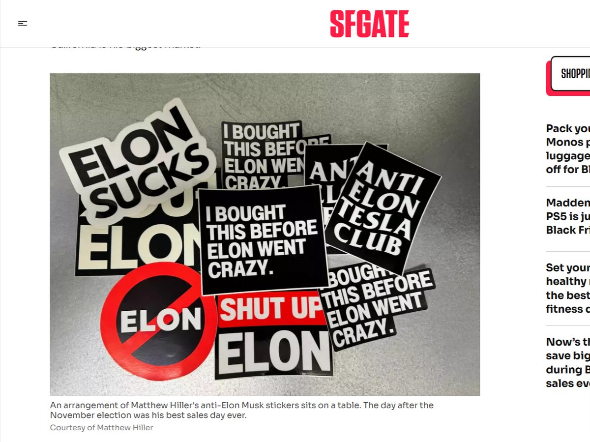 Les stickers anti-Musk sont multiples © Capture d'écran du site SFGate