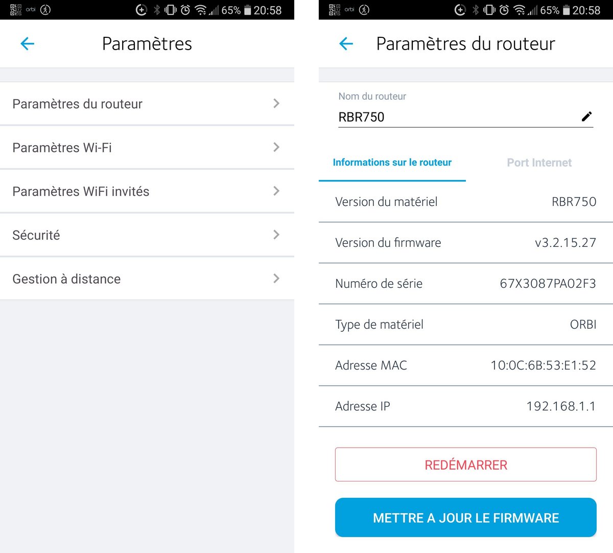 Sur l'application smartphone, les paramètres sont volontairement réduits © Nerces pour Clubic