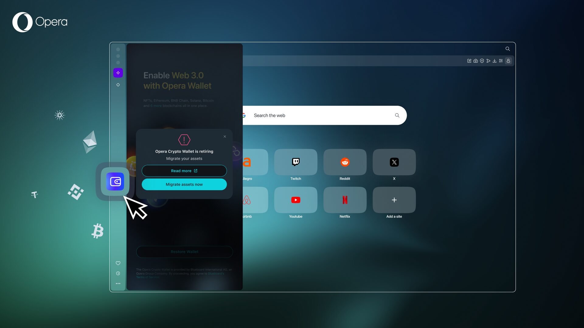 Clap de fin pour Opera Crypto Wallet : comment transférer vos actifs à temps ? © Opera