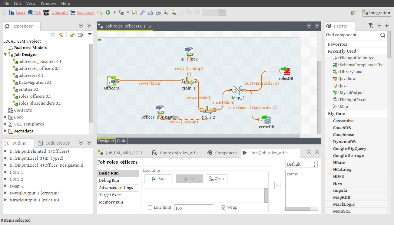 talend open studio capture ecran 1