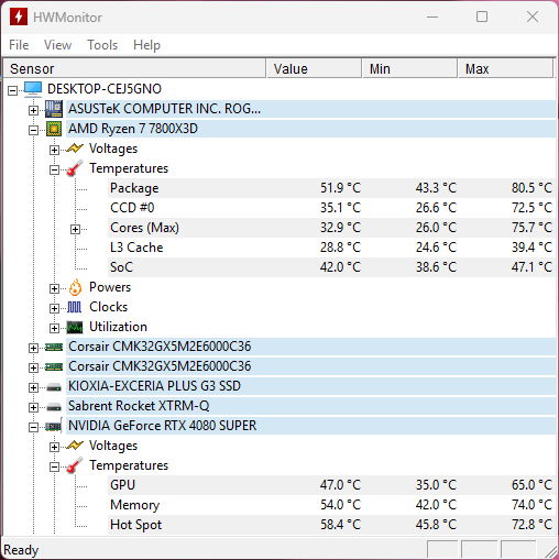 Malgré la compacité du PC, la température des composants reste raisonnable © Clubic