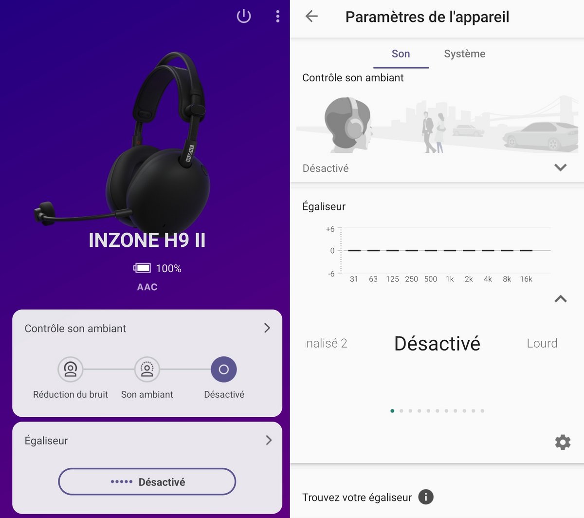 Avec l'application Sound Connect, l'Inzone H9 II n'est pas d'une immense richesse