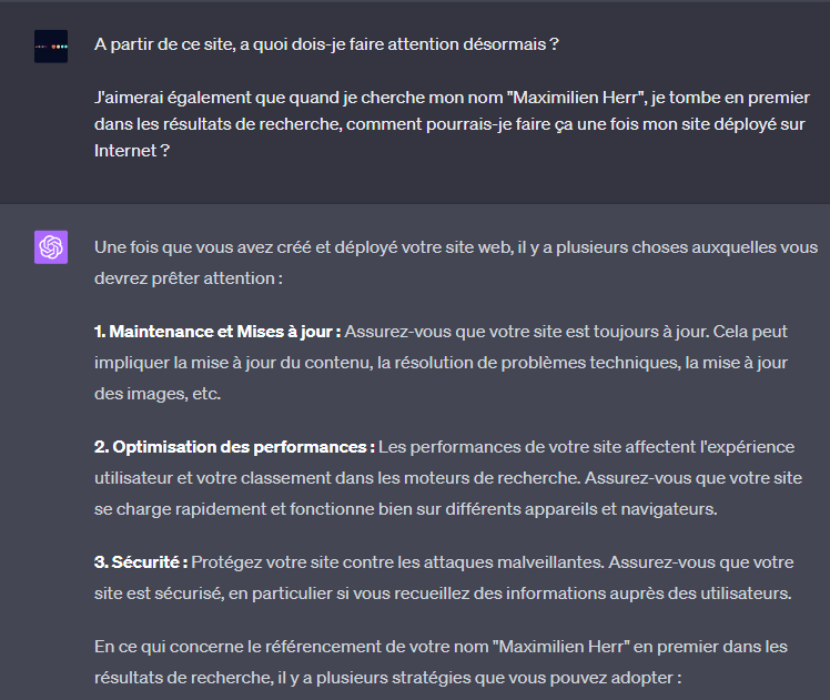 Création site Web sécurité ChatGPT