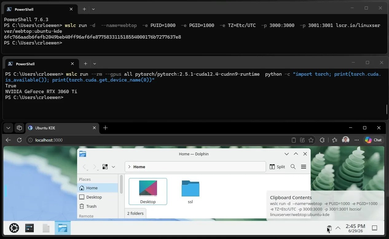 Windows 11 pousse encore plus loin son intégration Linux avec les conteneurs WSL. © Microsoft