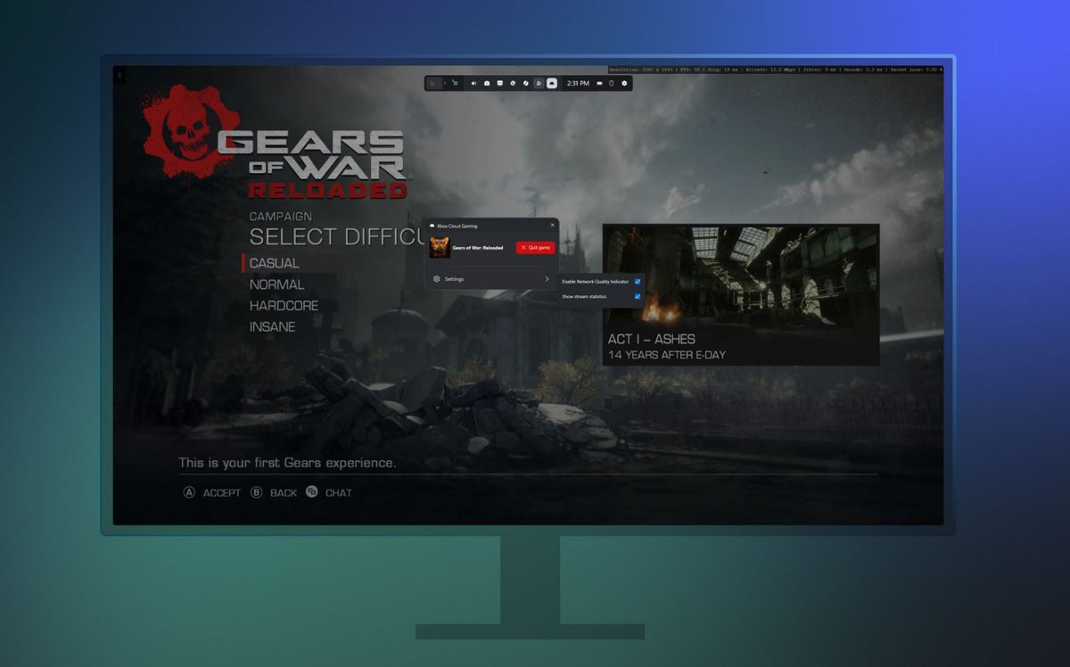Le Cloud Gaming Xbox désormais en 1 440p. ©Microsoft