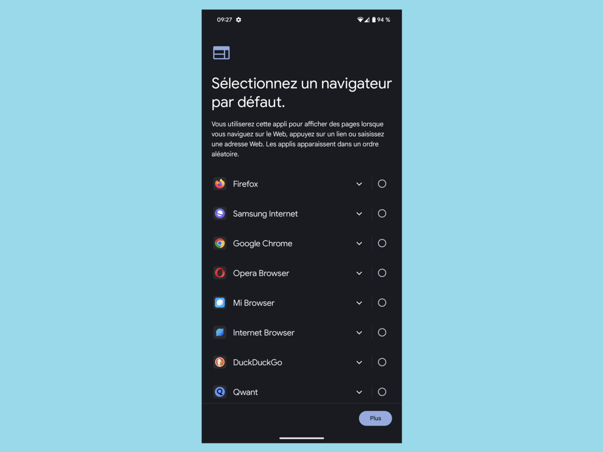 Google sur mobile, sélection du navigateur web © Alexandre Boero / Clubic