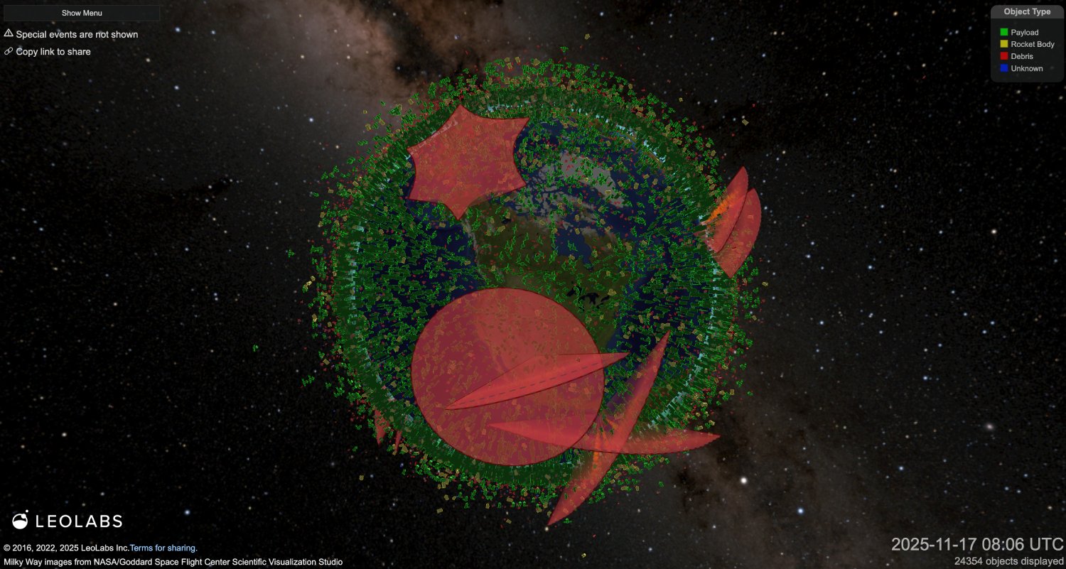 La carte interactive de LeoLabs. ©Capture d'écran / LeoLabs