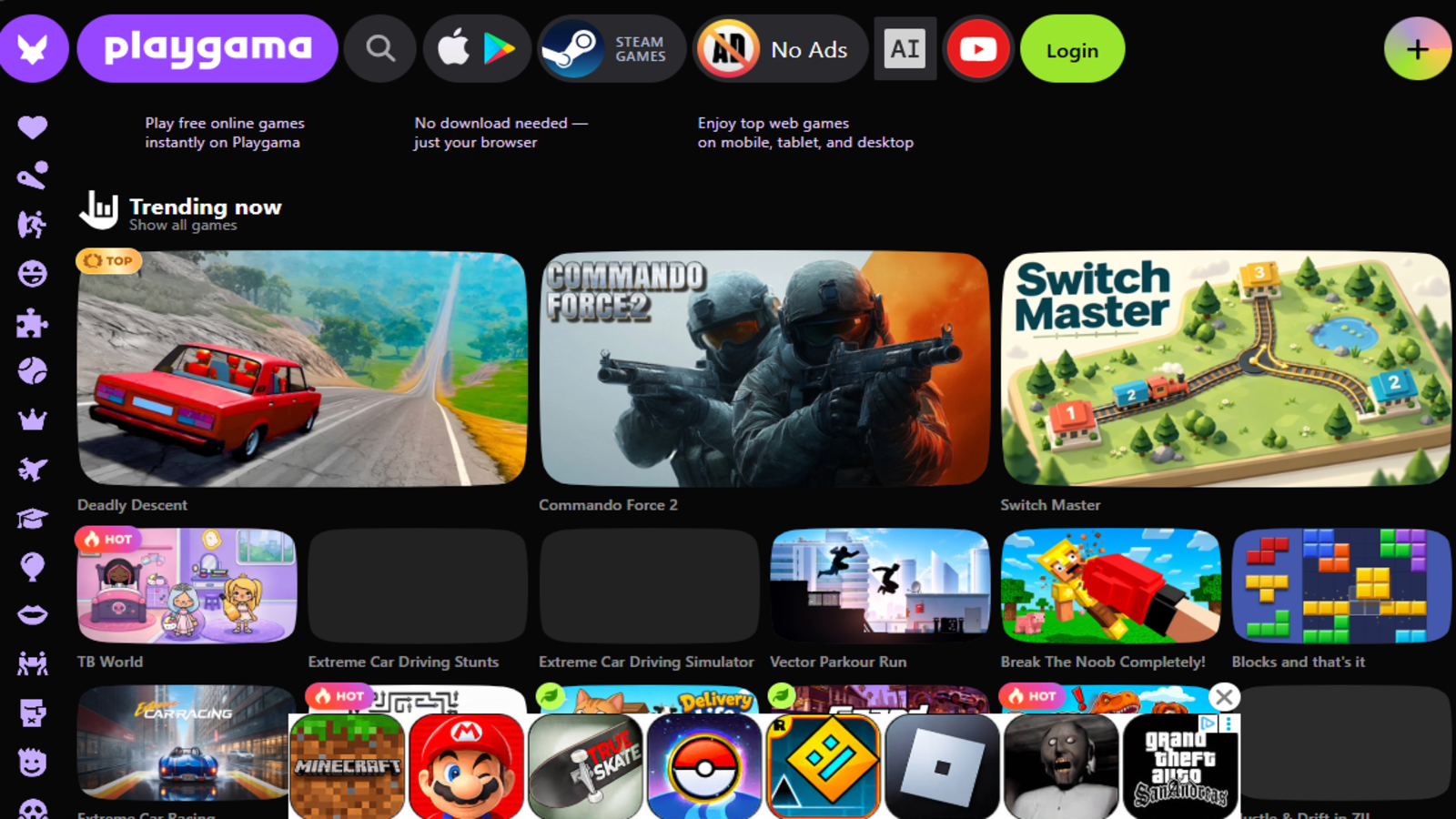 Playgama propose une plateforme de jeux en ligne avec de nombreux genres à explorer. © LeadToChanges L.L.C-FZ