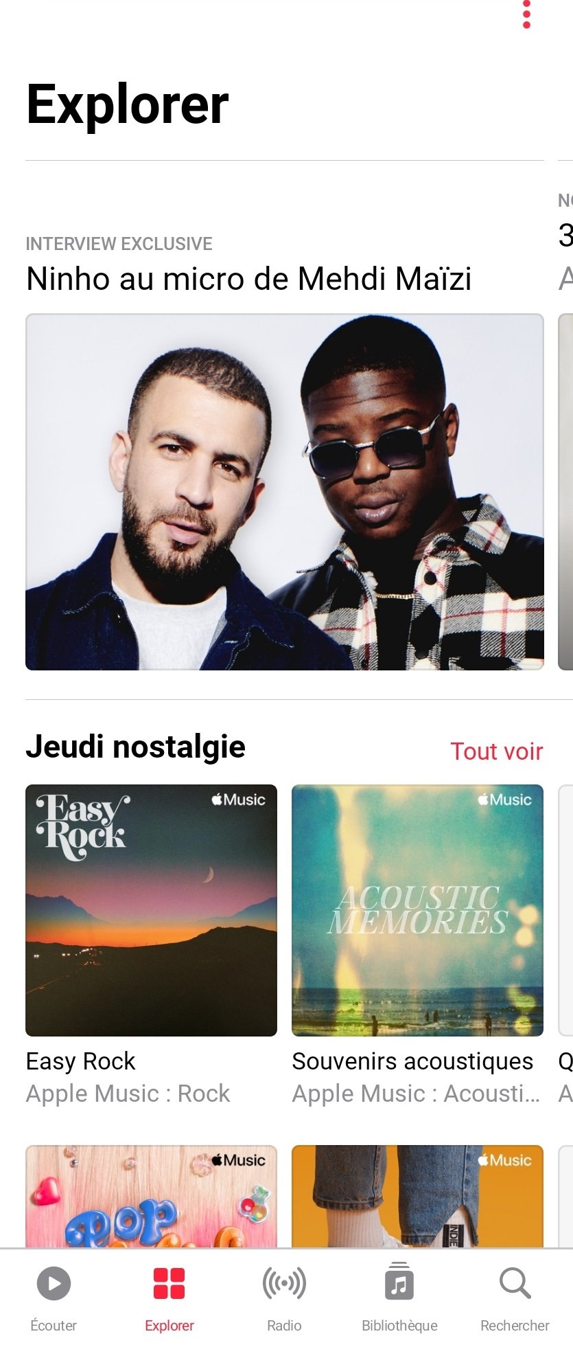 Apple Music - L'encart Explorer sur mobile