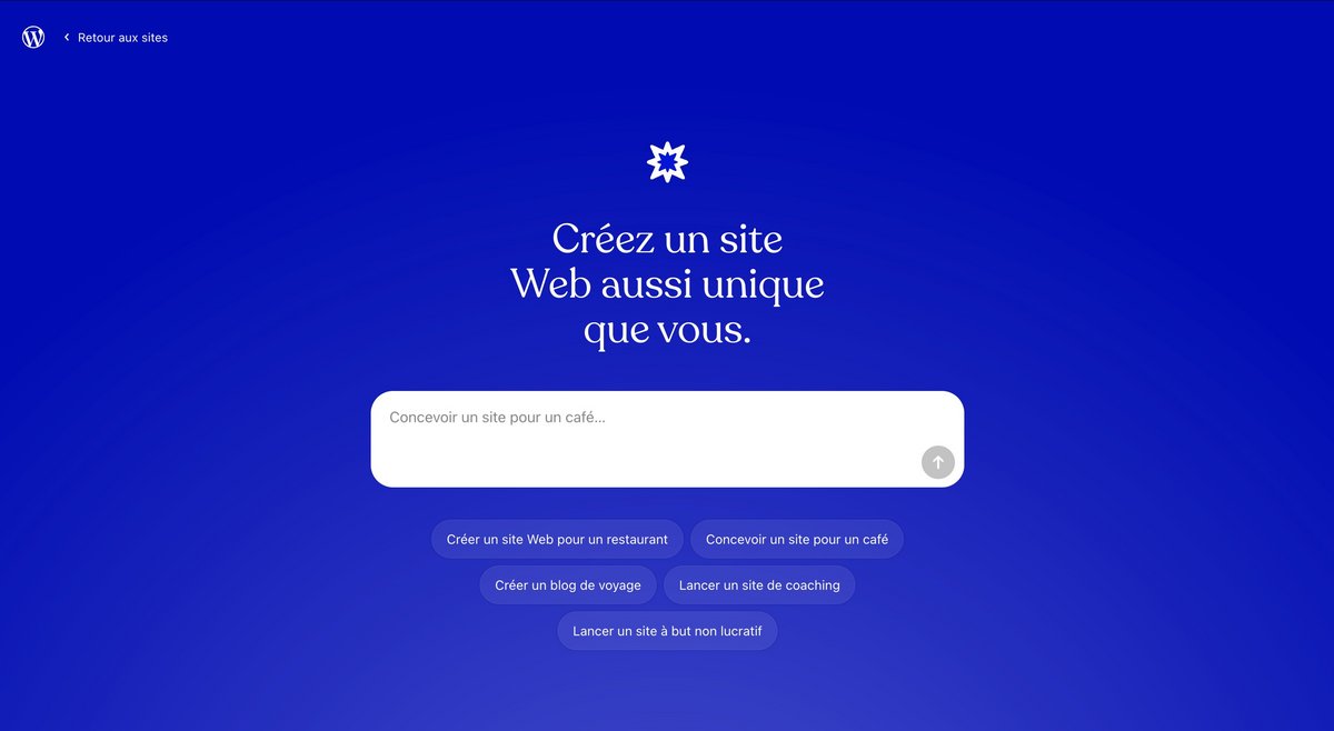 Générez votre site avec l'IA. ©Automattic 