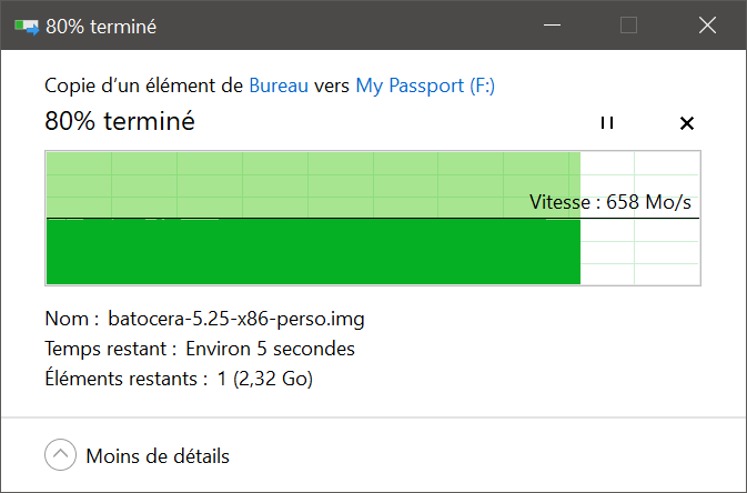  Performances mesurées en écriture de gros fichiers sous Windows 10 © Nerces pour Clubic